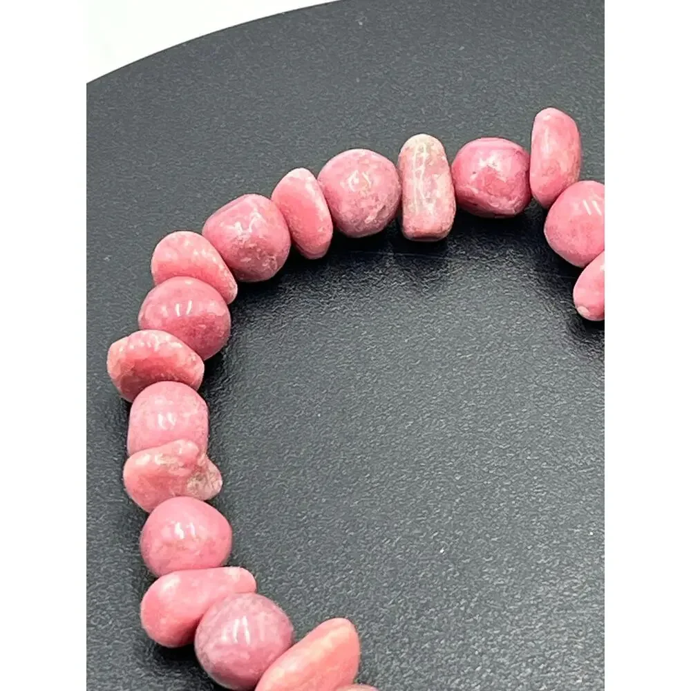 Relios Carolyn Pollack Sterling Heart Charm Rhodonite Pink Bead Stretch Bracelet